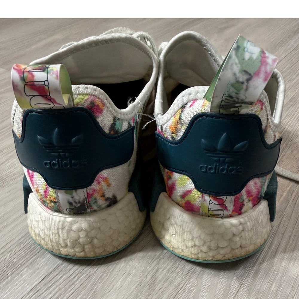 Adidas NMD R1 Watercolor Floral Tie Dye Sneakers GX5372 Mens 9.5 White Multi - Picture 5 of 11